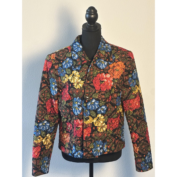 Maggie London Women’s Maggie London Quilted Crop Jacket Size 10 Silk Jacket - Picture 1 of 16